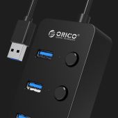 Orico USB3.0 HUB 4 port black, 4 On/Off buttons - W9PH4-U3-BK