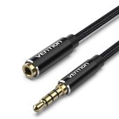 Vention Cotton Braided TRRS 3.5mm Male to 3.5mm F - 0.5m - Gold plated, Aluminum alloy - BHCBD