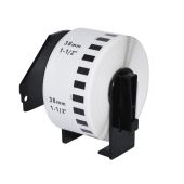 Makki Brother DK-22225 - White Continuous Length Paper Tape 38mm x 30.48m, Black on White - MK-DK-22225