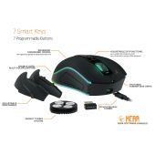 Gamdias Gaming Mouse - HADES M1 - 10800dpi, Wired and Wireless, RGB, weight tunning