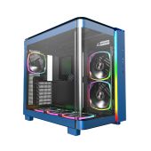 Montech KING 95 Pro, Dual Chamber Mid-tower Case, 6 ARGB Fans, 2 Front Panels, Prussian Blue