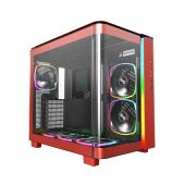 Montech KING 95 Pro, Dual Chamber Mid-tower Case, 6 ARGB Fans, 2 Front Panels, Red